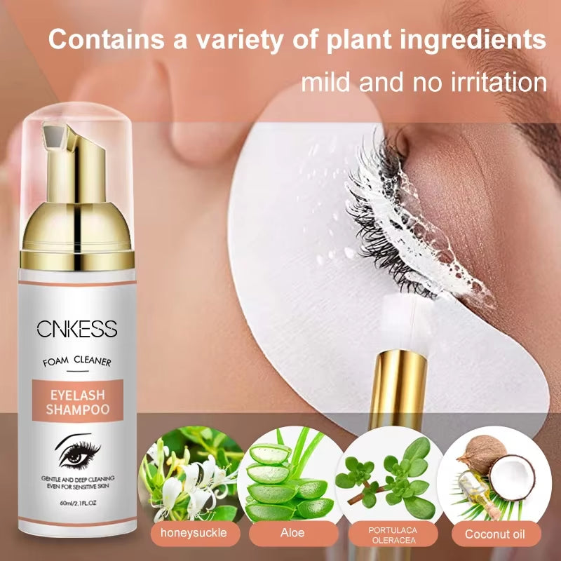 60ML Natural Oil Free Eyelash Foam Extension | Lash Foam Shampoo Cleanser