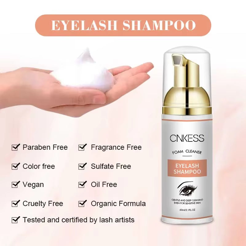 60ML Natural Oil Free Eyelash Foam Extension | Lash Foam Shampoo Cleanser